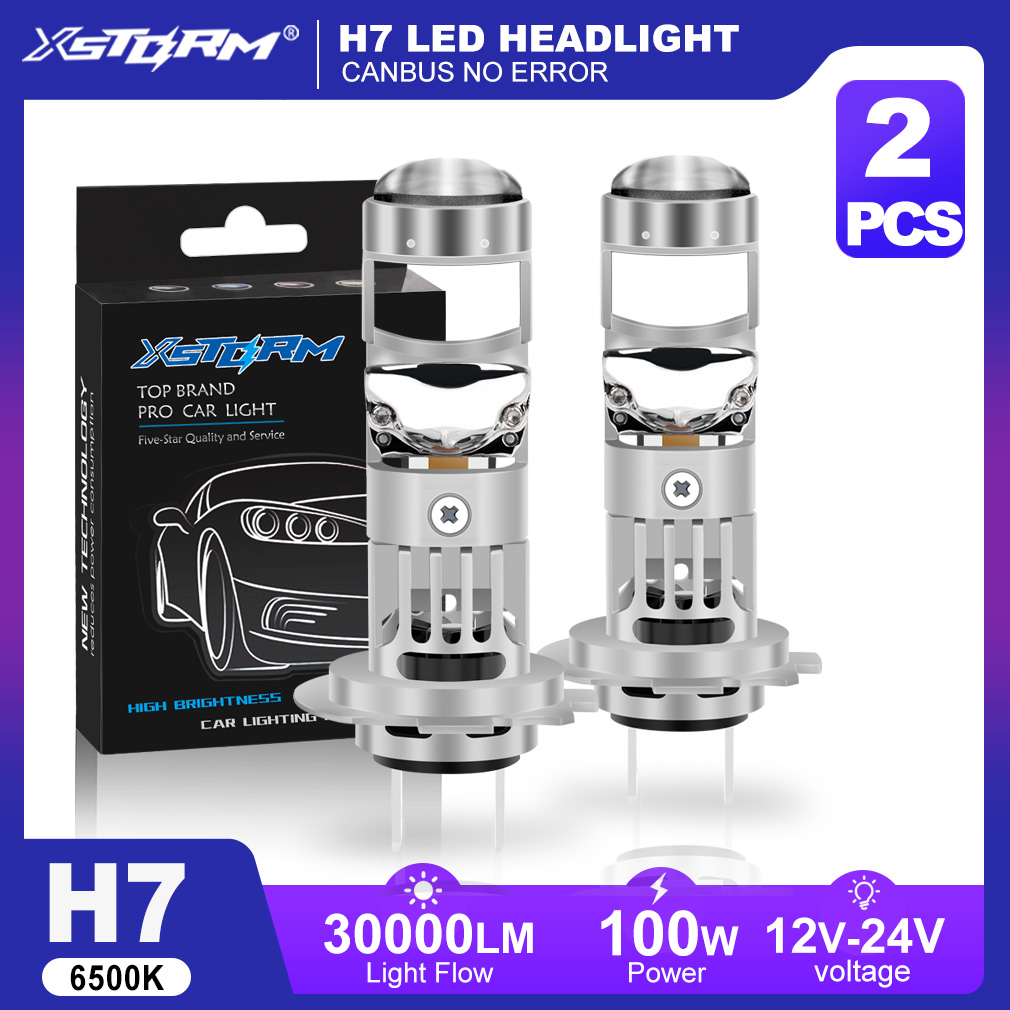 Universal Motorcycle Led Headlight Projector - XSTORM H7 LED Projector Lens 100W