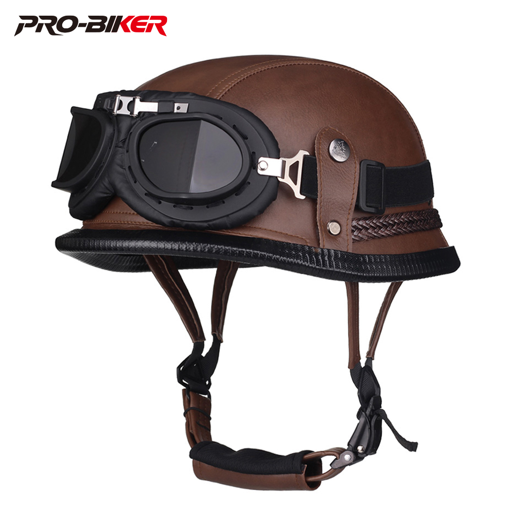 Motorcycle Helmets - Brown Motorcycle Helmet Retro Vintage Cascos