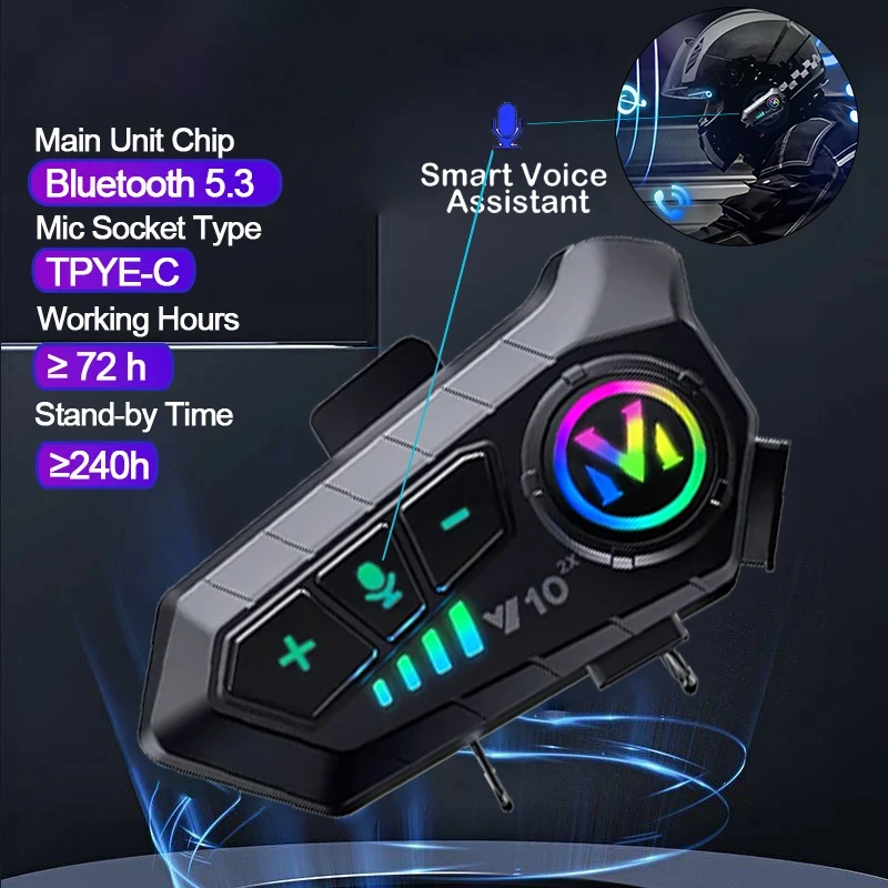 V10 2X Bluetooth Motorcycle He - Universal Motorcycle Helmet Intercom Headset ulasan dan harga