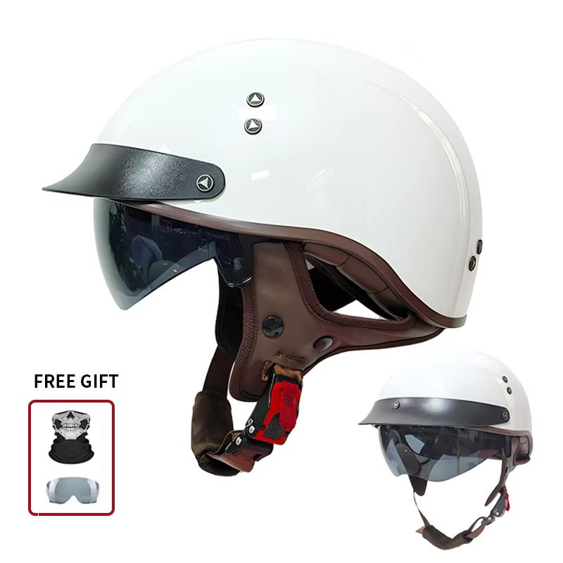 Vintage Half Open Face Motorcy - Vintage Open Face Retro Helmet ulasan dan harga