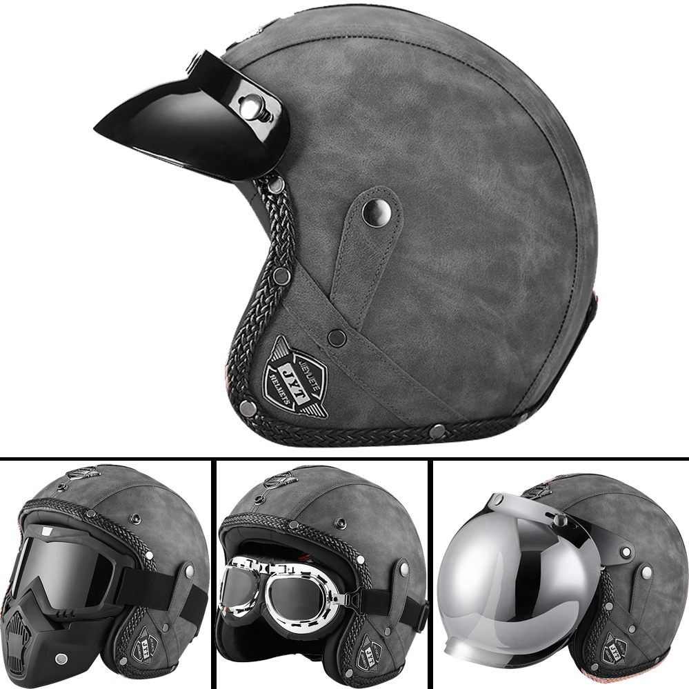 DOT 3/4 Open Face Motorcycle R - Vintage Open Face Retro Helmet ulasan dan harga