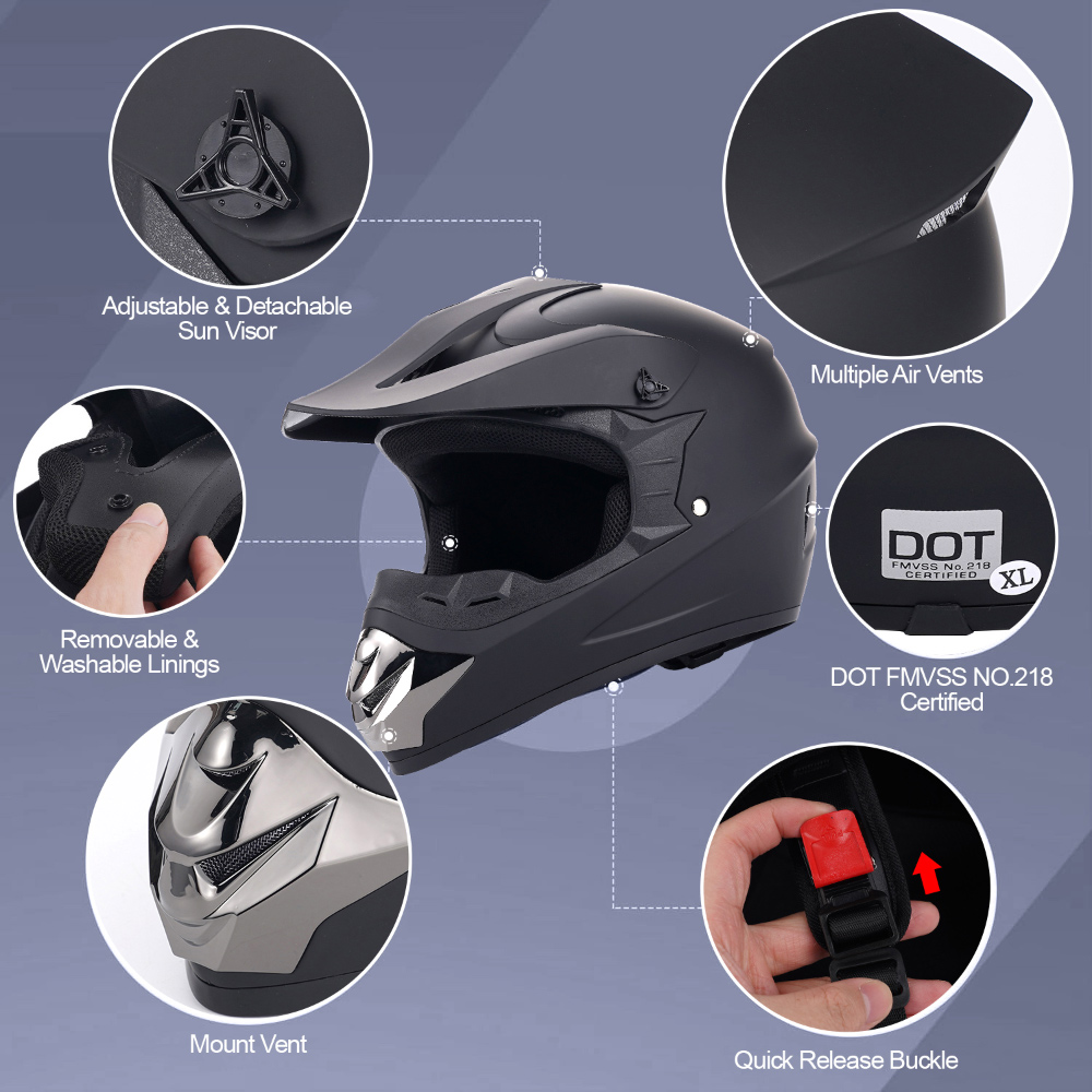 Off‑Road Motorcycle Helmet Fou - Off Road Motocross Helmet Goggles Set ulasan dan harga