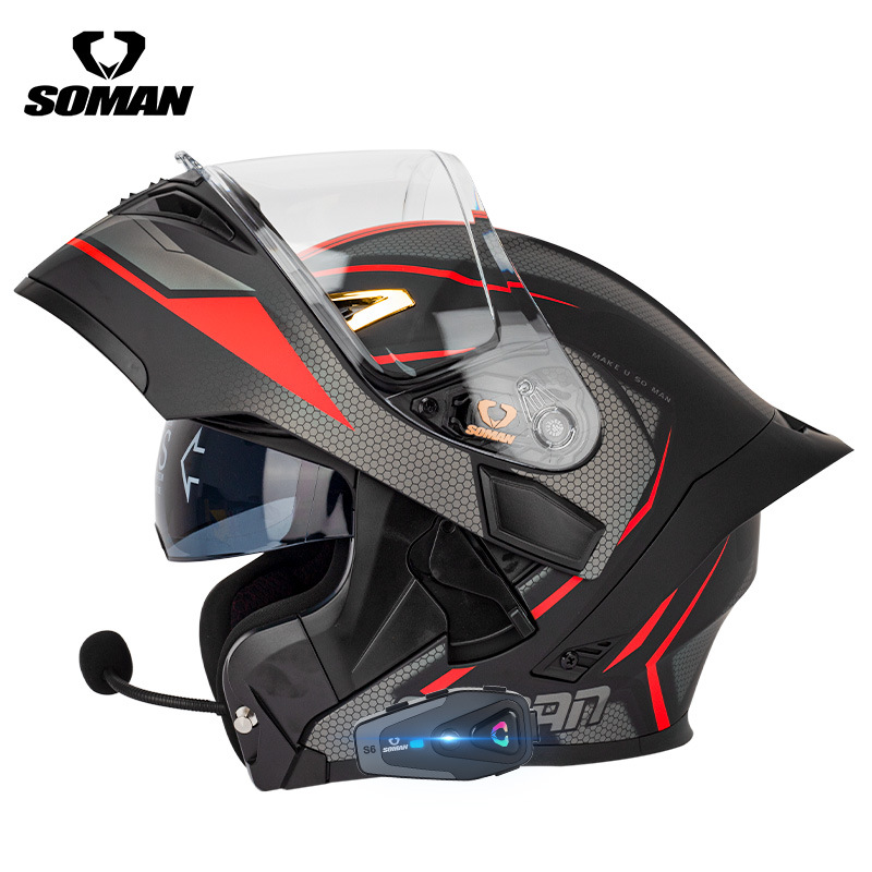 SOMAN Flip Up Motorcycle Helme - Dual Visor Motorcycle Racing Helmet ulasan dan harga