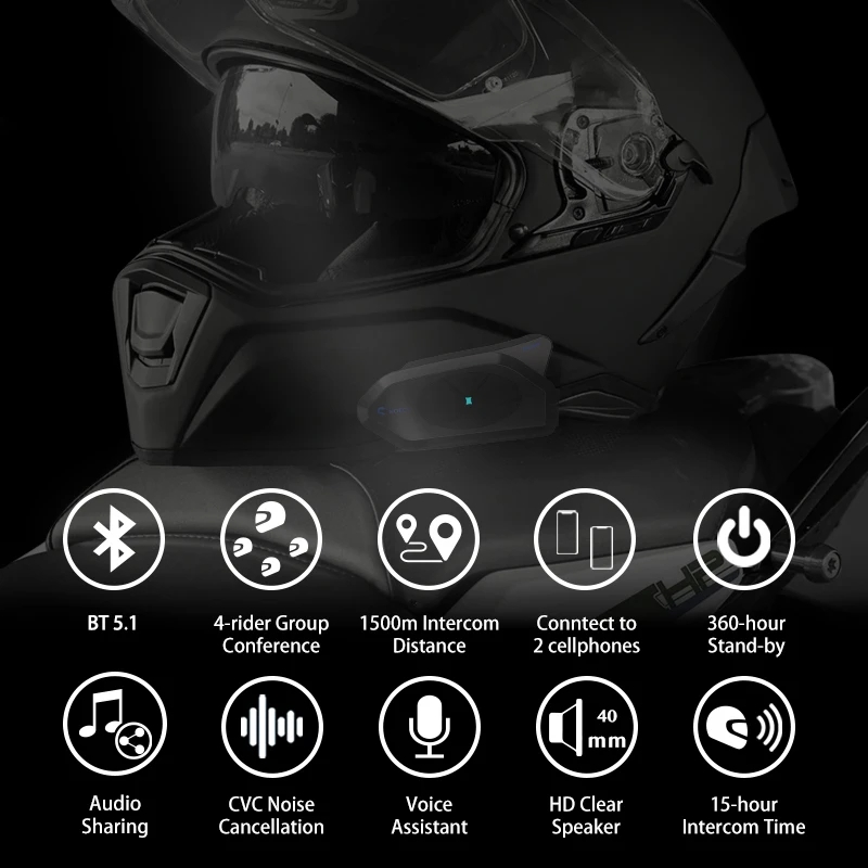 GOCOM4 Motorcycle Bluetooth In - Universal Motorcycle Helmet Intercom Headset ulasan dan harga