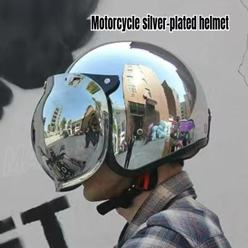Hot Unique Silver Plating Open - Vintage Open Face Retro Helmet ulasan dan harga