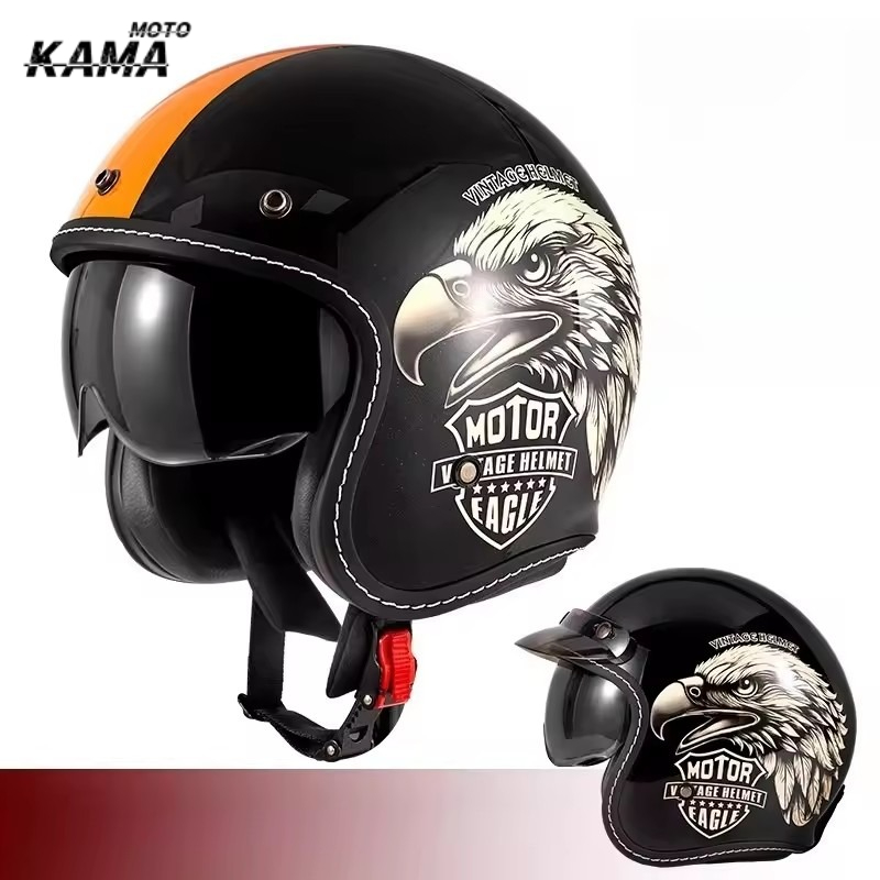 HOT Open Face Motorcycle Helme - Vintage Open Face Retro Helmet ulasan dan harga