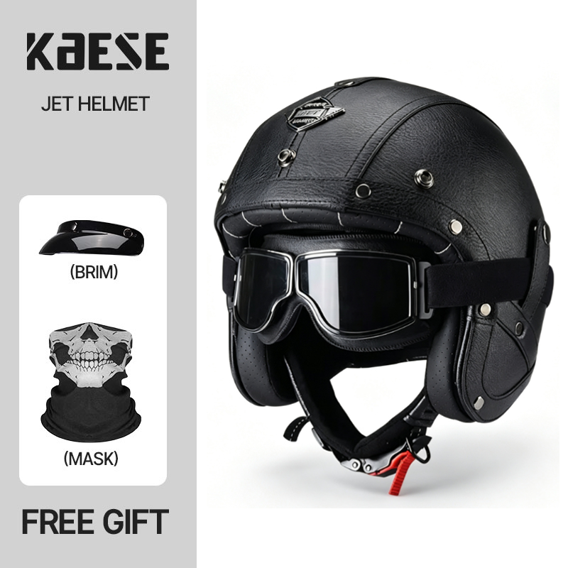 KAESE Classic Gray Cafe Retro  - Vintage Open Face Retro Helmet ulasan dan harga